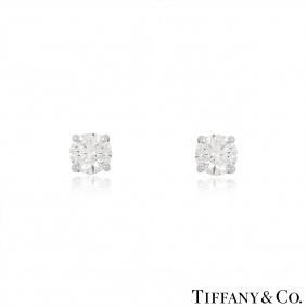 Tiffany & Co. Platinum Solitaire Diamond Stud Earrings